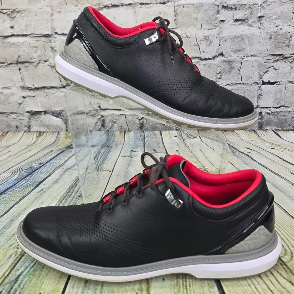 Jordan ADG 4 Golf Shoes Mens 9 Black Red Leather Spikeless DM0103-015 Jumpman